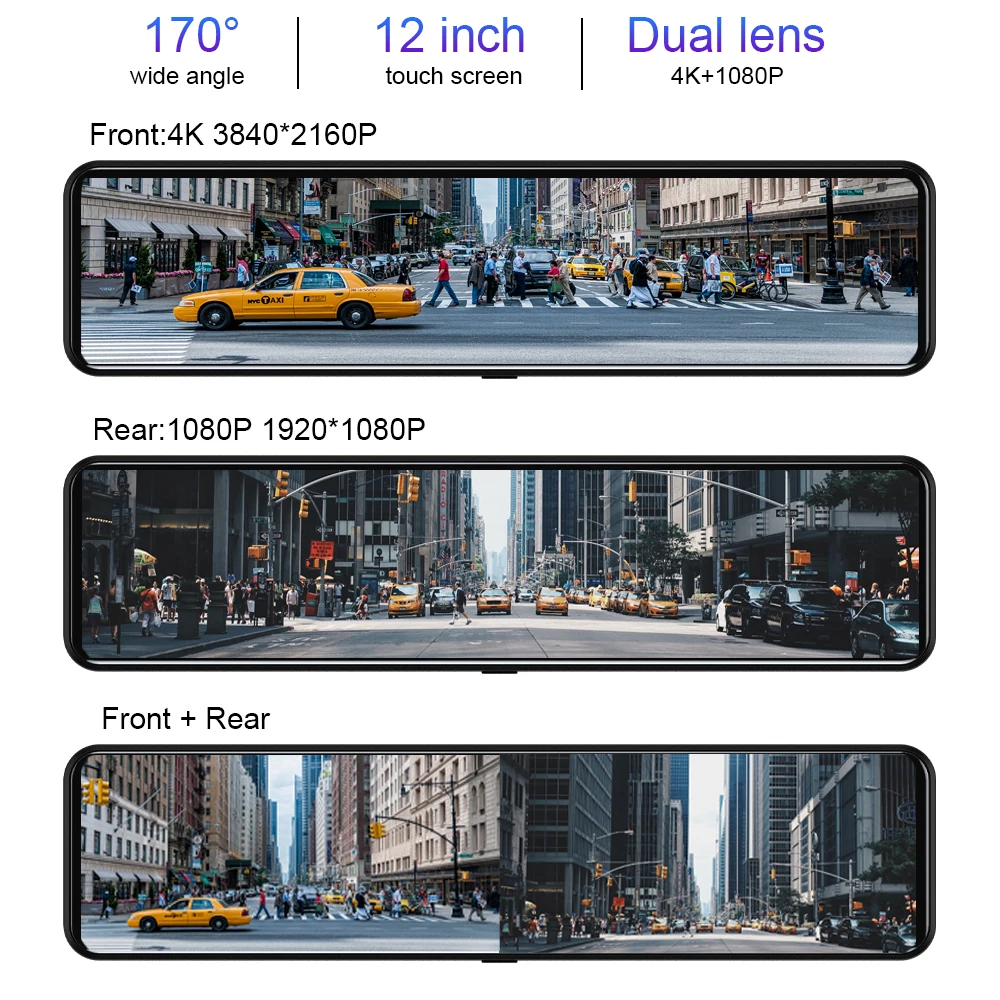 $85.90 SKARA S9 Car DVR Front 4K Dash Cam and Rear 1080P Dual Lens 12'' Mirror Camera GPS Sony IMX415 Night Vision Car Video Recorder