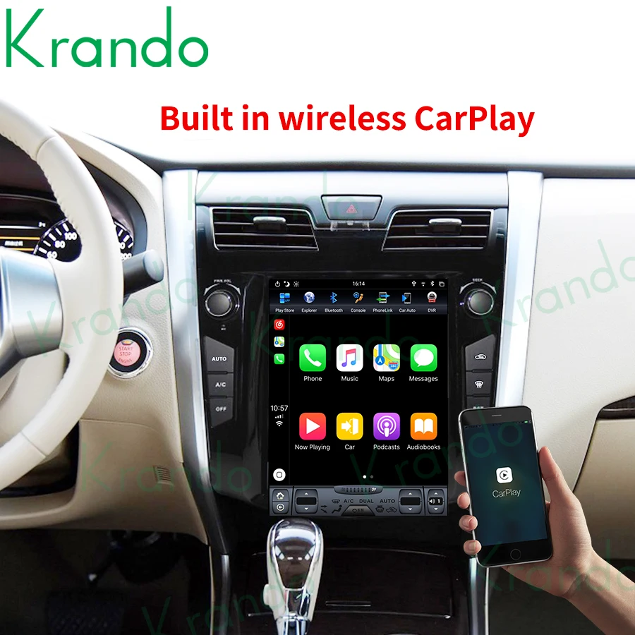 구매 Krando 안드로이드 9.0 4G 64G 10.4 테슬라 스타일 수직 자동차 라디오, 닛산 티아나 알티마 2013-2018 헤드 유닛 무선 카플레이