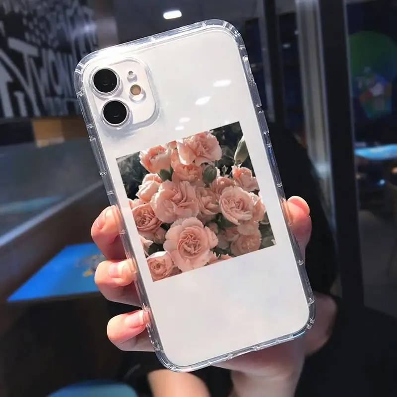 

Art flowers Beautiful fashion Phone Case Transparent for Clear iPhone 11 12 mini pro 8 7 6 6S XS MAX Plus X 5S SE 2020 XR