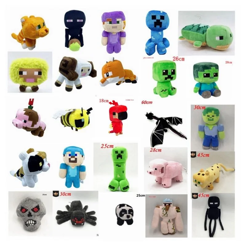 NEW minecraft creepered Stuffed Plush Toys Doll Sea turtle Parrot Fox Zombie Enderdragon steve Bee Decoration toy kids gift | Игрушки и