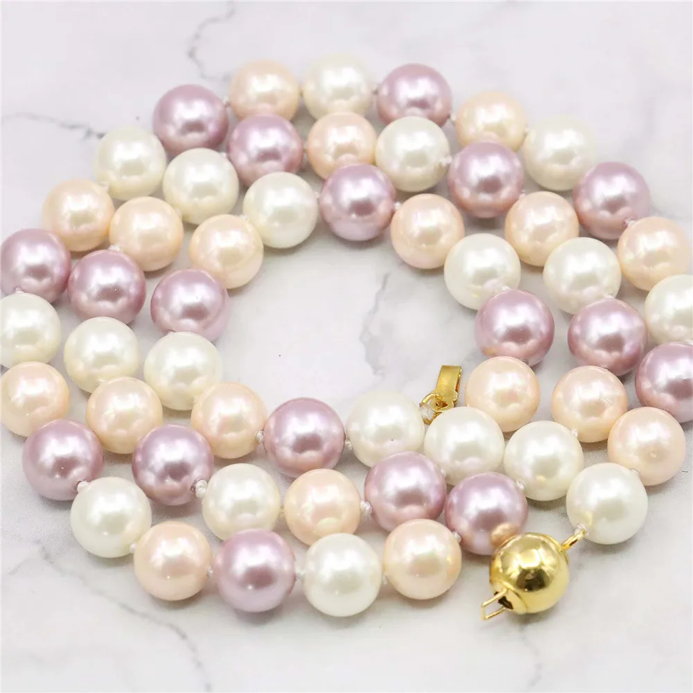

DIY New! 8MM Multi-Color South Sea Shell Pearl Necklace 18" Natural beads DIY Hand Made jewelry making AAA+++ about52pcs/strands