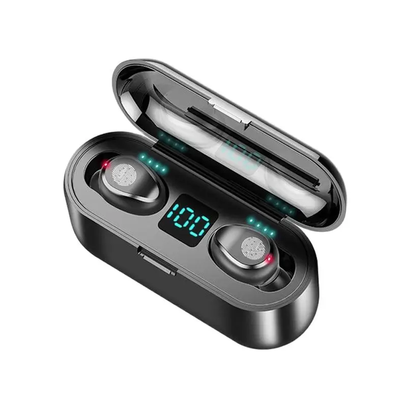 Беспроводные наушники BYSL F9 TWS 5,0 Bluetooth со светодиодным дисплеем, наушники с внешним аккумулятором 2000 мАч, гарнитура с микрофоном
