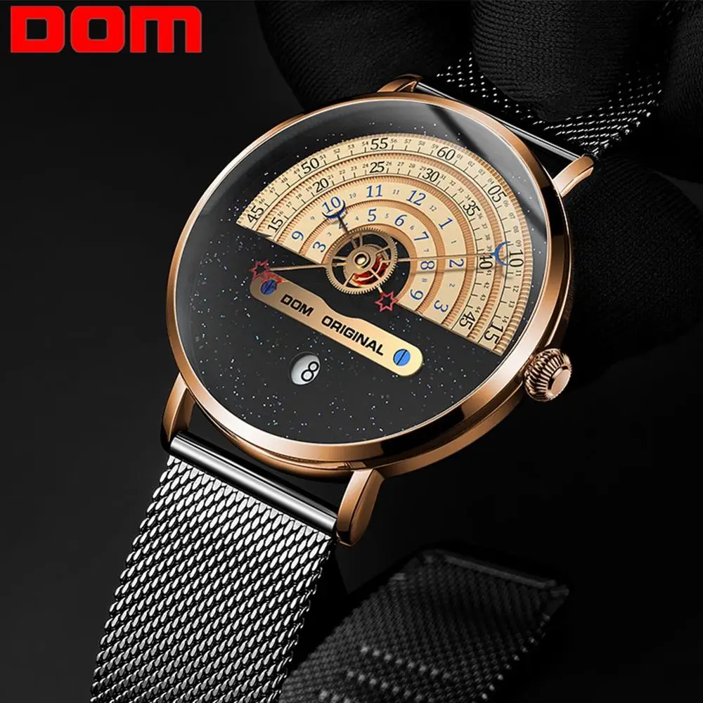 Часы DOM мужские Кварцевые водонепроницаемые (30 м) с большим циферблатом|Мужские