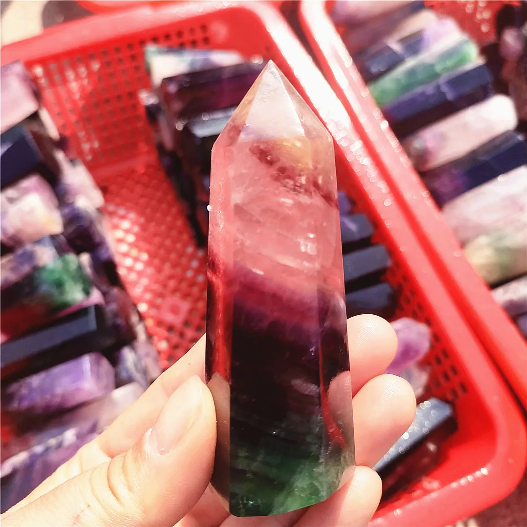 

Wholesale price 1kgs natural fluorite stones and crystals point wand crystal tower
