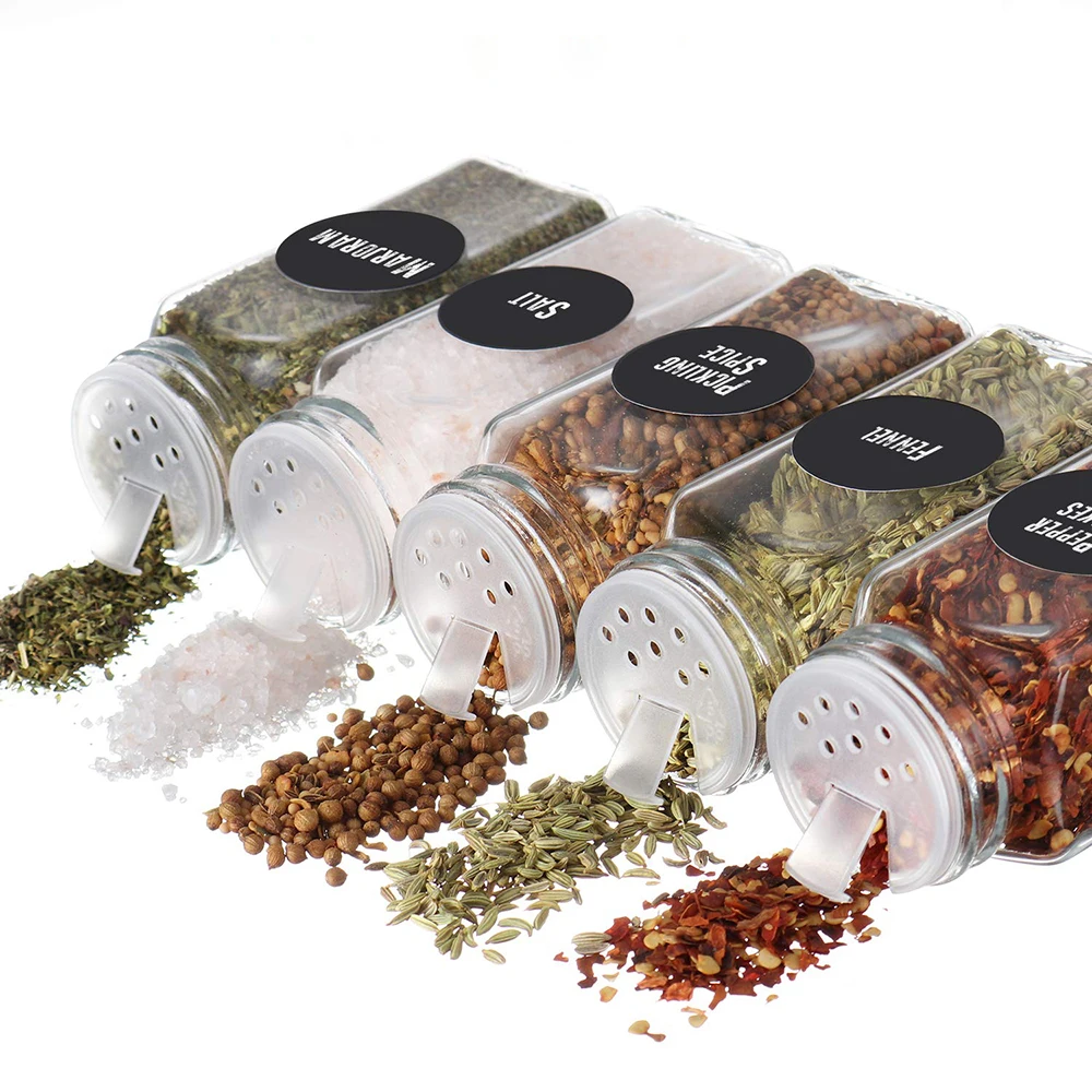 Квадратные стеклянные банки для специй 12 шт./компл. приправа кухни кемпинга