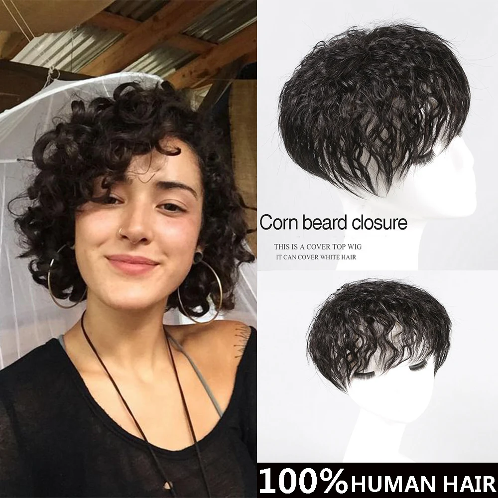 QIANJI синтетический кусок закрытие парик курчавые вьющиеся протеиновые шелковые