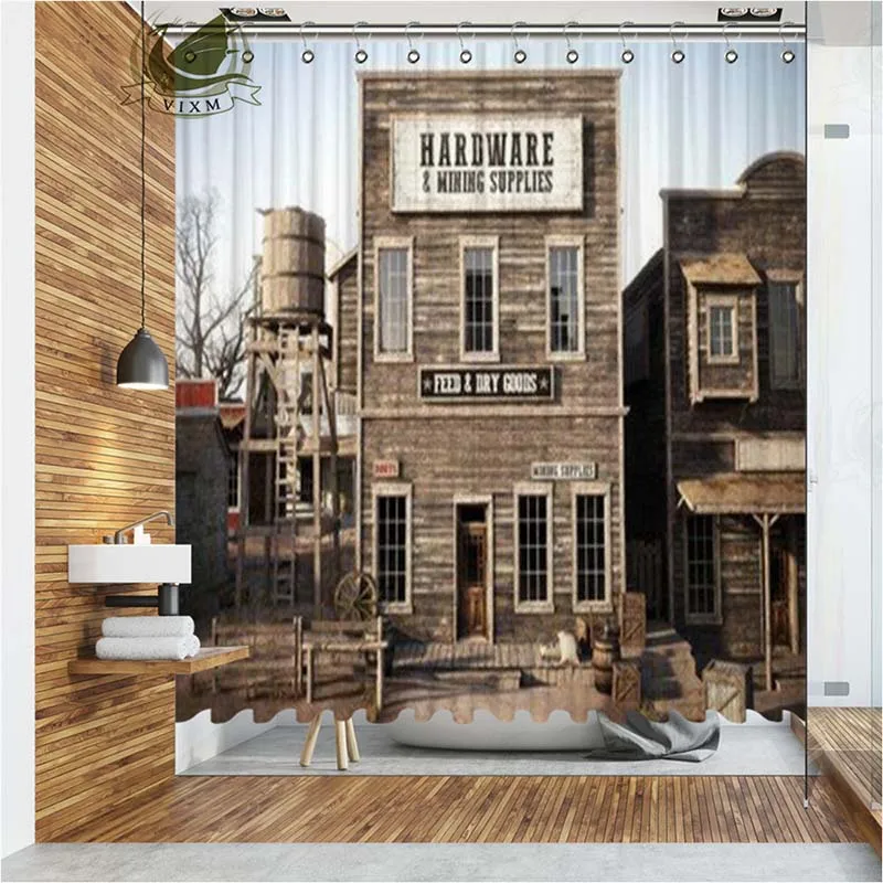 Шторы для душа Vixm в Западном городке водонепроницаемые занавески из полиэстера