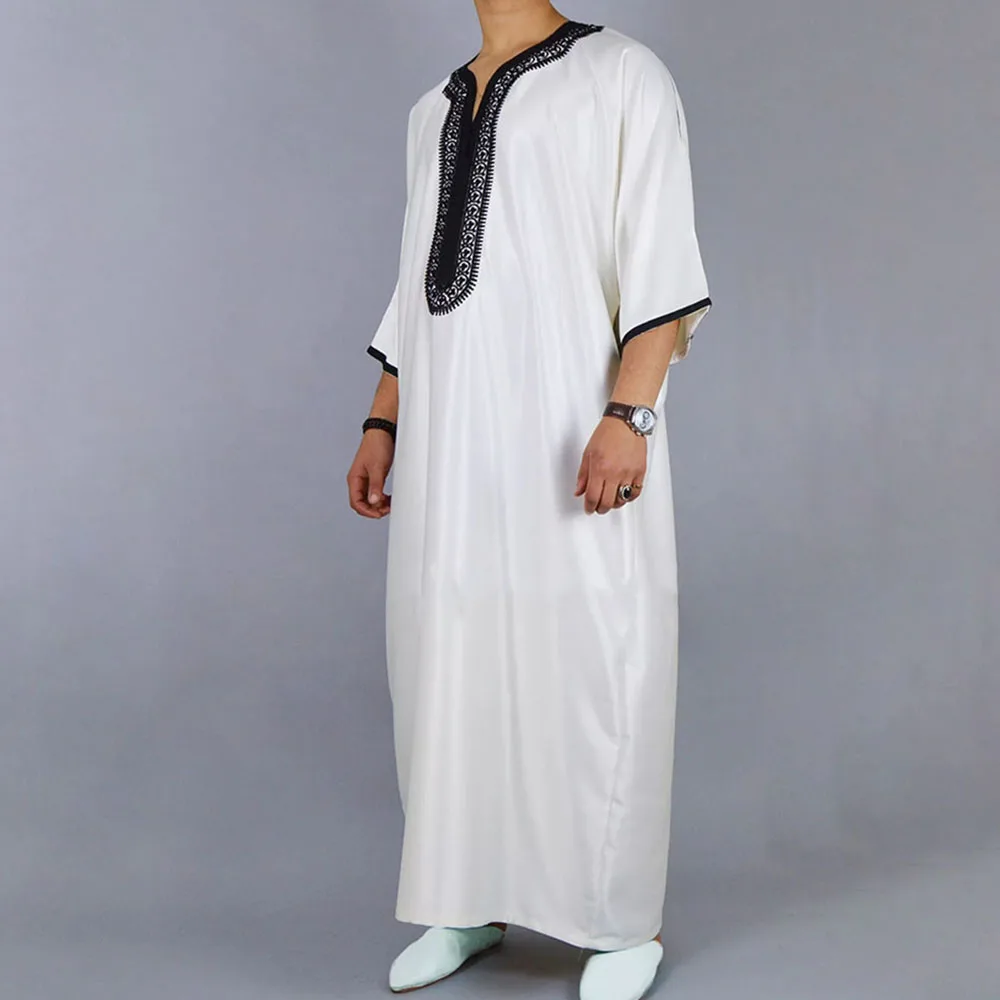 

Saudi Arab Abaya Islamic Clothing Men Long Robe Kaftan Muslim Clothing For Men Pakistan Pray Plus Size Summer White Jubba Thobe