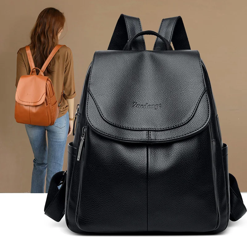 

OLSITTI Waterproof Casual Solid Color Pu Leather Backpacks for Women 2021 Designer New Casual Simplicity Light Backpack Mochila