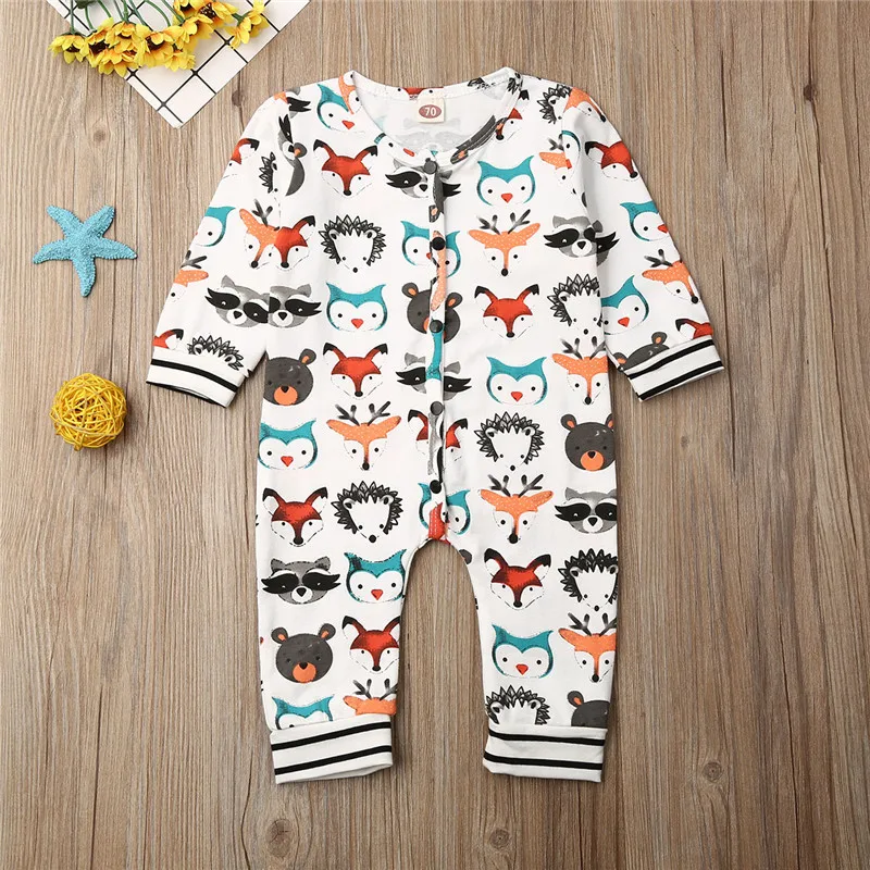 Милая Одежда для новорожденных мальчиков Осенний комбинезон с длинными рукавами