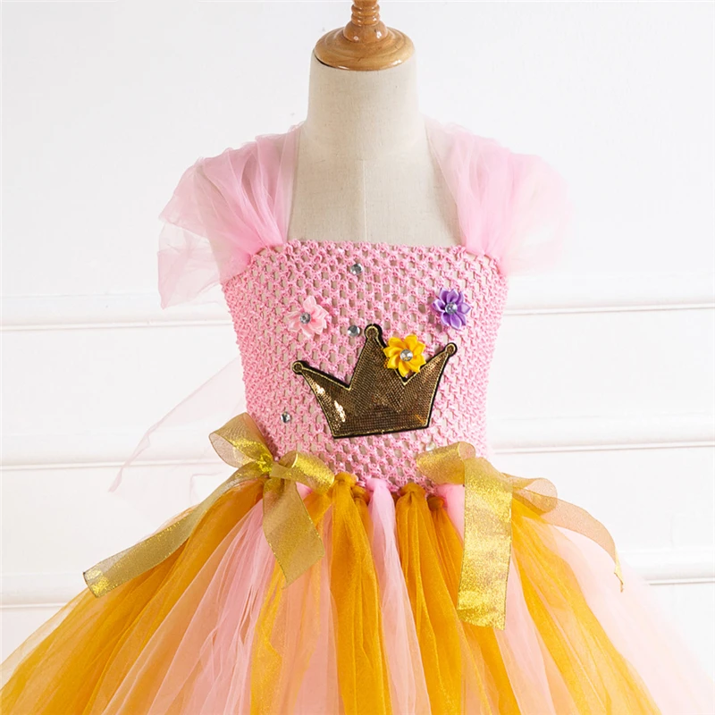 

Girls Crown Princess Costume Cosplay Children Halloween Costume For Kids Dress