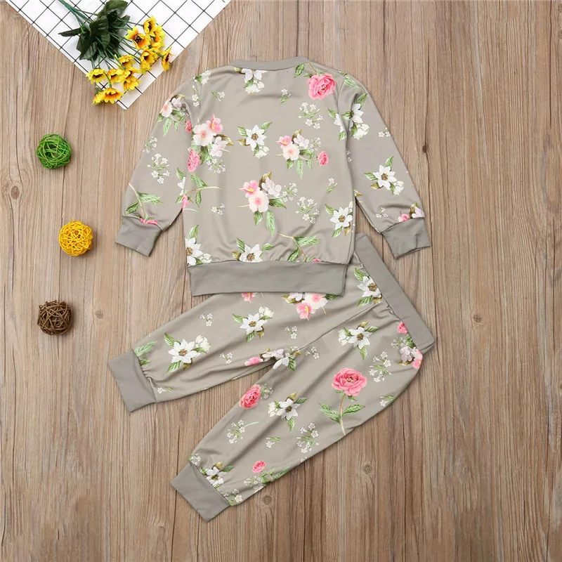 

Flowers Kids Baby Girl Cotton Clothes T-shirt Top Pants Outfit Sets Tracksuit 2-7Y
