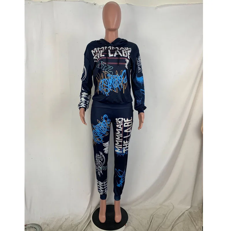 

ZOOEFFBB Plus Size Clothing Aesthetic Print Two Piece Tracksuits Set Long Sleeve Top and Pants Joggers Matching Sets for Women