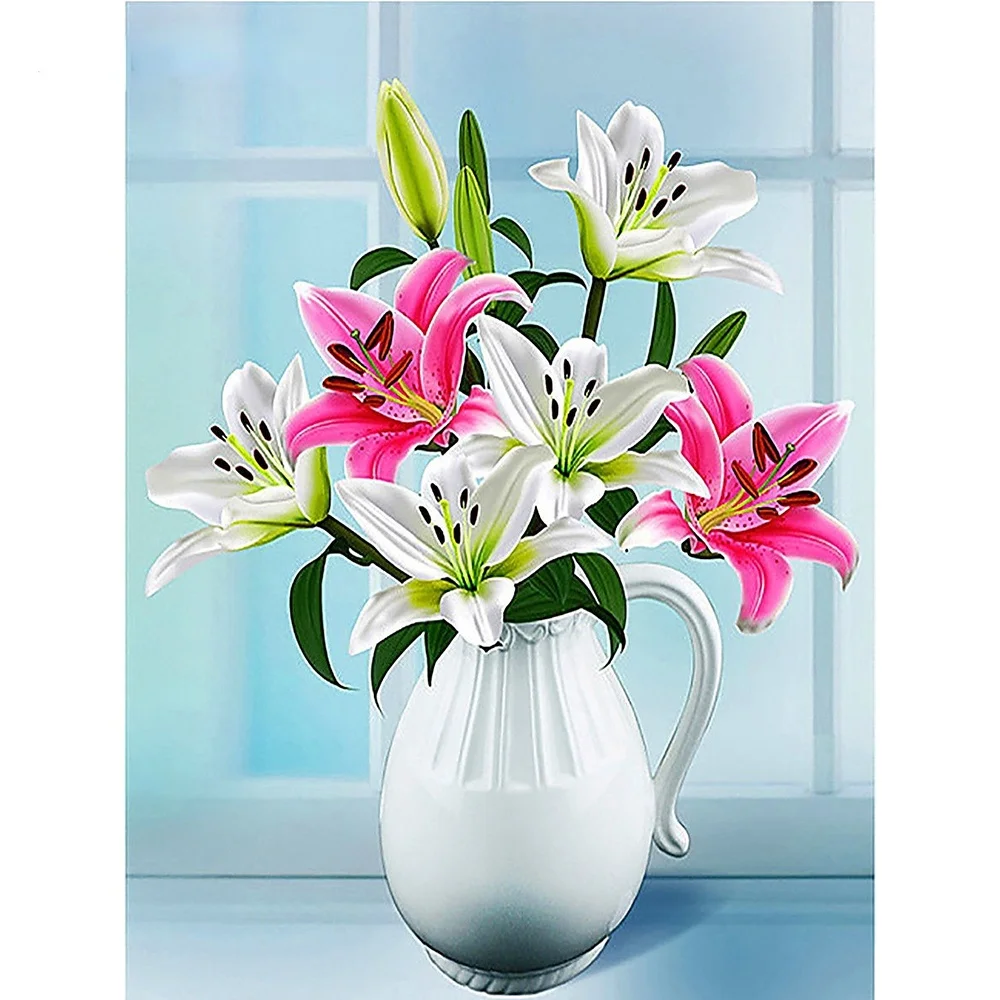 

5D DIY Diamond Painting Lily Full Square Diamond Embroidery Flower Picture Mosaic Peony Cross Stitch Decor For Home