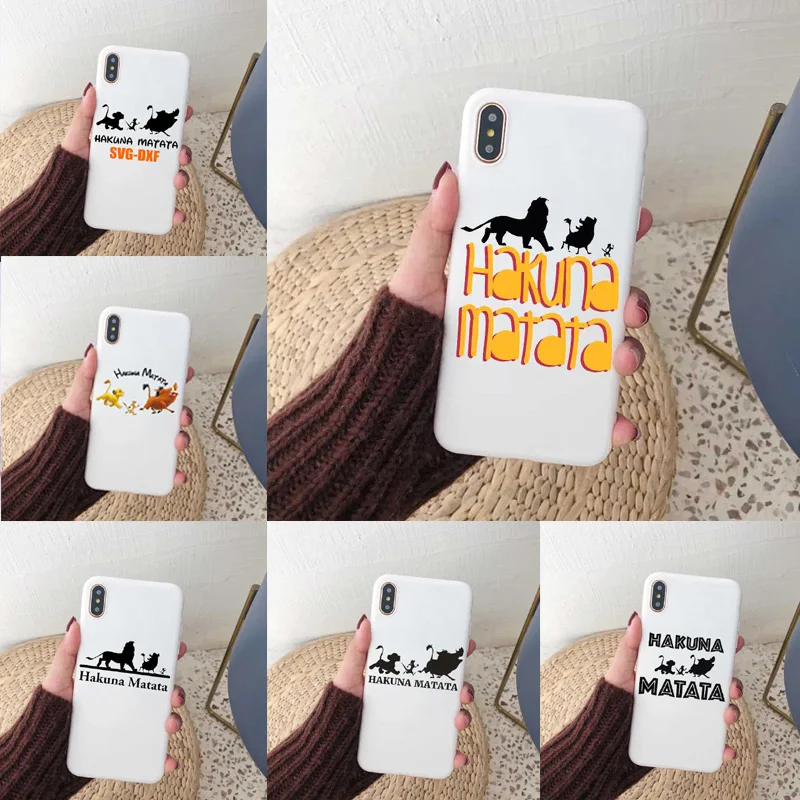 Чехол для телефона с изображением короля льва HAKUNA MATATA матовый карамельный белый