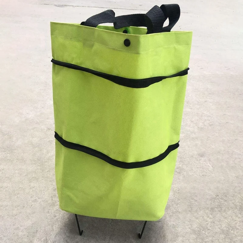 

Simple and Fashionable Shopping Bag, Foldable Shopping Bag with Wheels, Suitable for Daily Use By Women, Green