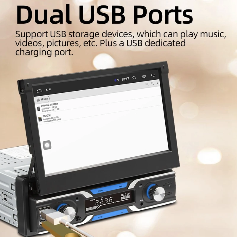 

9703S Sautomatic Foldable 7 Inch Android 9.1 Car Radio Multimedia Video Player MP5/WMA/ GPS USB Auto Stereo Head Unit