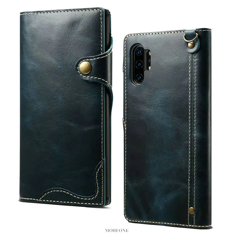 Чехол из натуральной коровьей кожи для samsung Note 10 Plus SM-N975, чехол-бумажник с откидной подставкой для Galaxy Note 10, SM-N970, чехлы