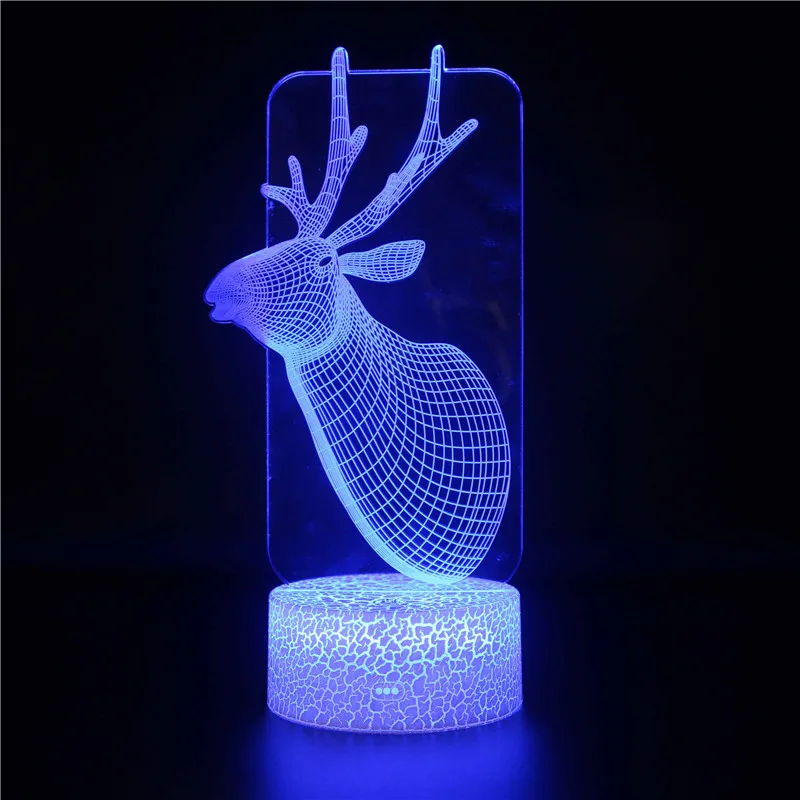 Рождественский лось креативный 3D ночник для детей Детская лампа Светодиодная