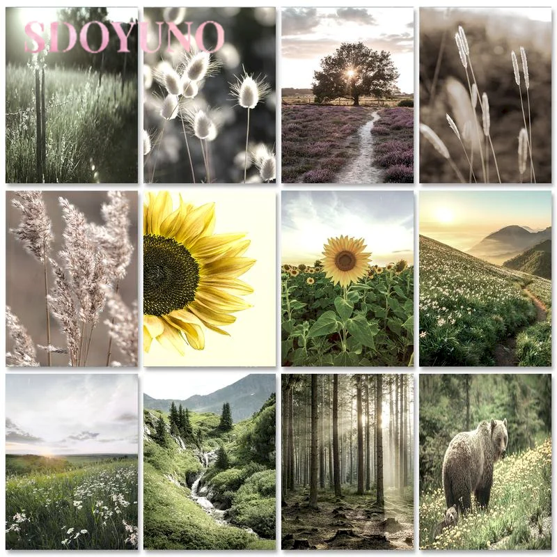 

SDOYUNO Painting By Number Canvas Kits Landscape Home Decoration DIY Coloring By Numbers Jungle Home Bedroom Wall Artwork