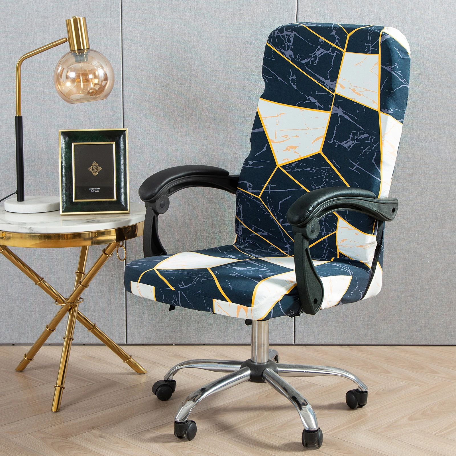 Geometry Style Printed Elastic Stretch Office Chair Cover Washable Computer Arm M/L Slipcover Rotatable Protector | Дом и сад
