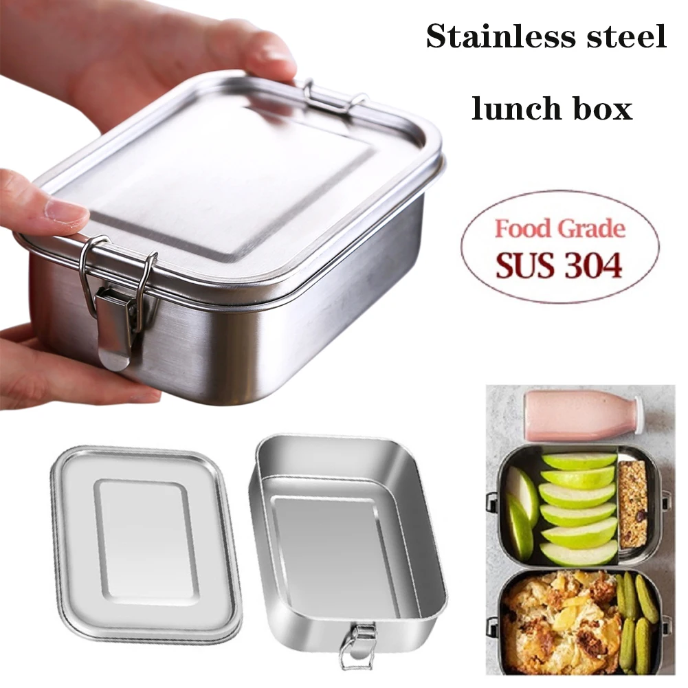 Однослойный Ланч бокс из нержавеющей стали 304 для взрослых герметичный контейнер