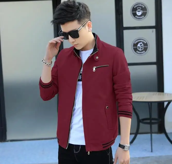 

Men's Spring and Autumn Classic Solid Color Casual Short Jacket YSS878161