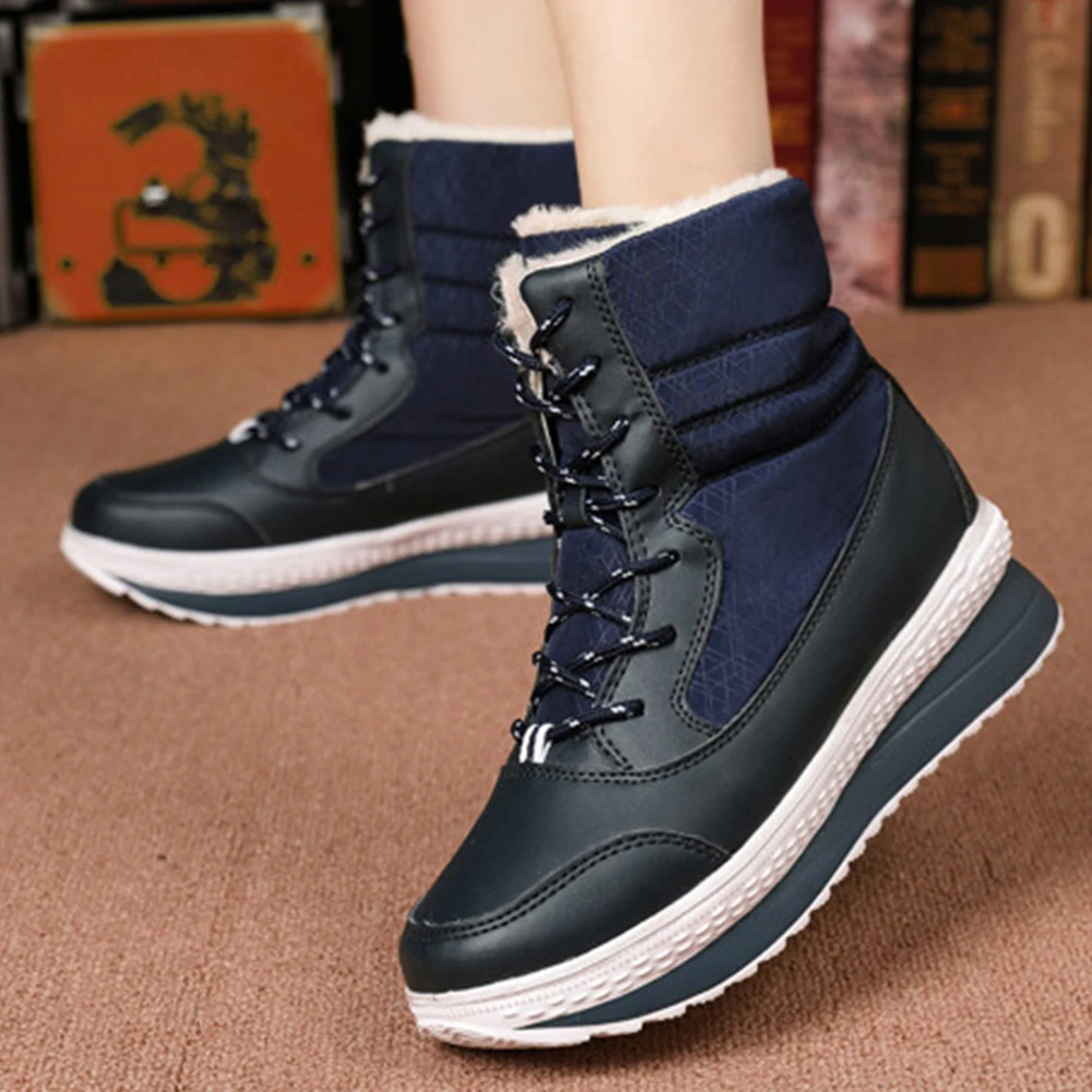 SARAIRIS Winter Waterproof Snow Boots Woman Add Fur Warm Ladies Shoes Woman Fashion Thick Heels Lace Up Boots Female Size 35-42