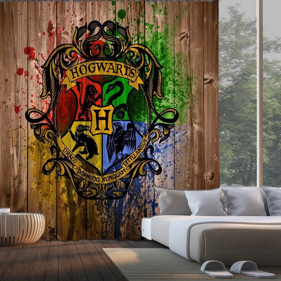 

Magic Wizard 3D Printed Hogwartses Four College Blackout Curtain Bedroom Living Room Home Decoration for Children Kids Boys
