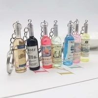 simulation wine bottle keychain creative fashion backpack decorations bag pendant car key accessories keyring exquisite gift new