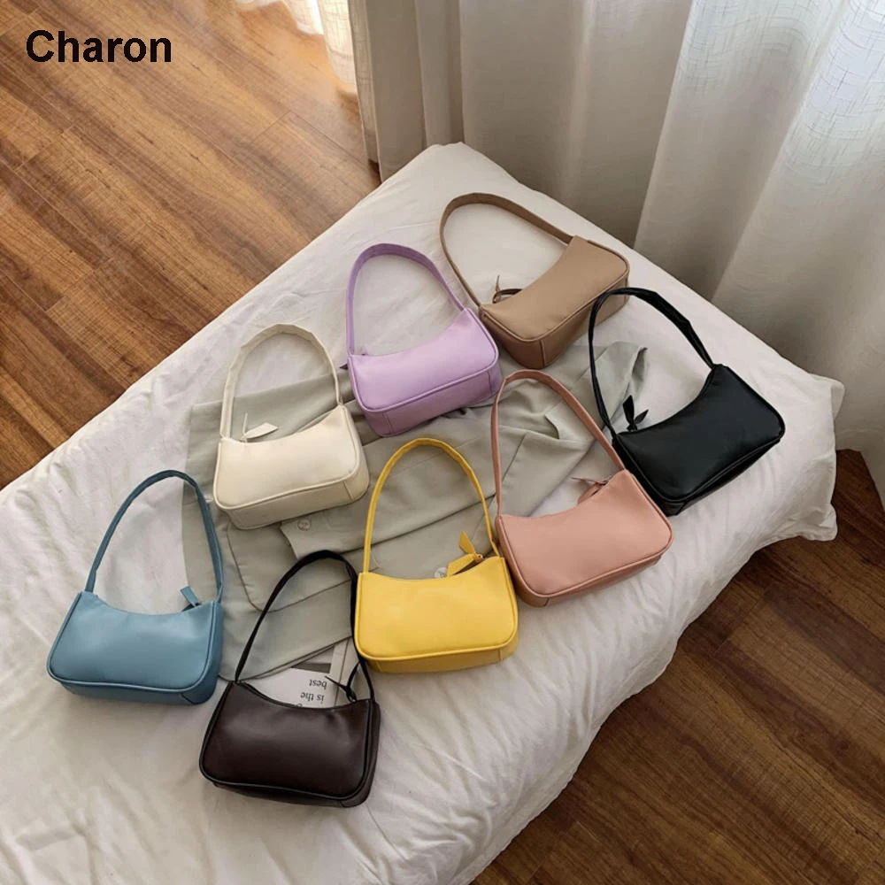 

Women's Bag Soft PU Leather Women Shoulder Underarm Bag Retro Solid Color Ladies Handbags Fashion Design Girls Small Top-Handle