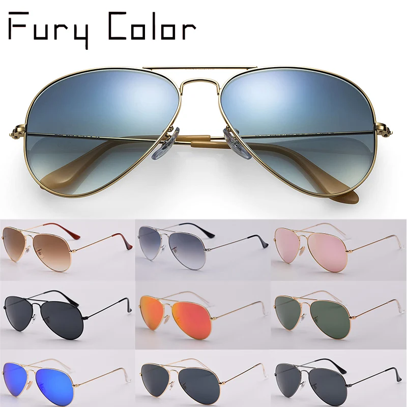 

G15 glass lens design women men 3025 aviation Sunglasses gradient lenses sun glasses UV400 feminin brand new oculos vintage