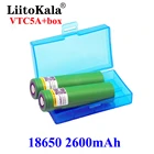 Литиевая аккумуляторная батарея LiitoKala, 3,6 В, 18650 в, 2600 мА  ч, US18650VTC5A 30 А, разрядка для фонарика, игрушек + коробка 18650