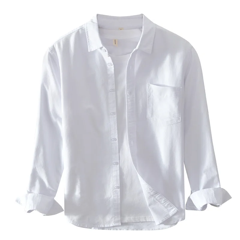 

Fashion Business Wear White Shirt Men's Oxford Cloth Simple Solid Color Shirt Jacket Men's Clothing