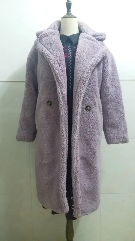 Коричневая Женская модная Толстая теплая длинная куртка из искусственного меха