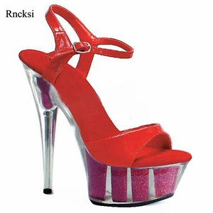Rncksi Women Red Shoes Lady Shoes 15CM High Heel Platforms Pole Dance/Performance /Model, Sandals Party / Wedding Sandals