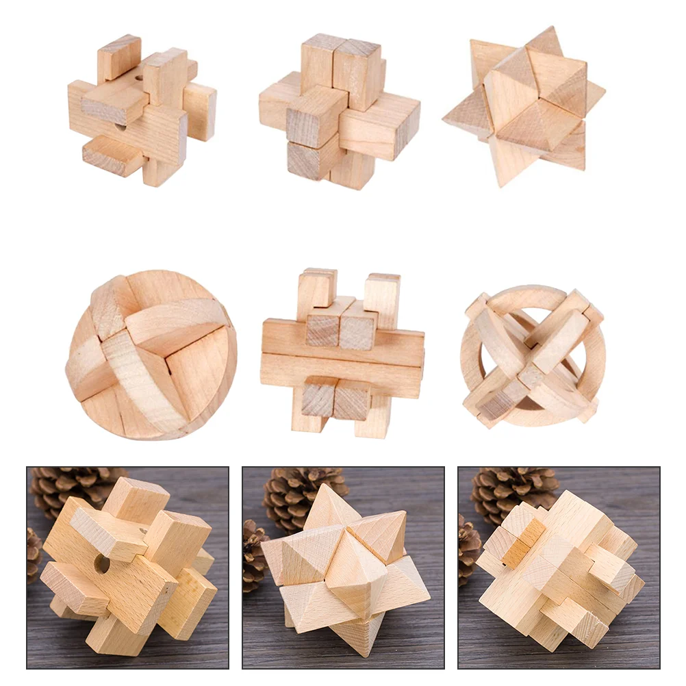 

6 шт., деревянные развивающие Игрушки Kongming Lock