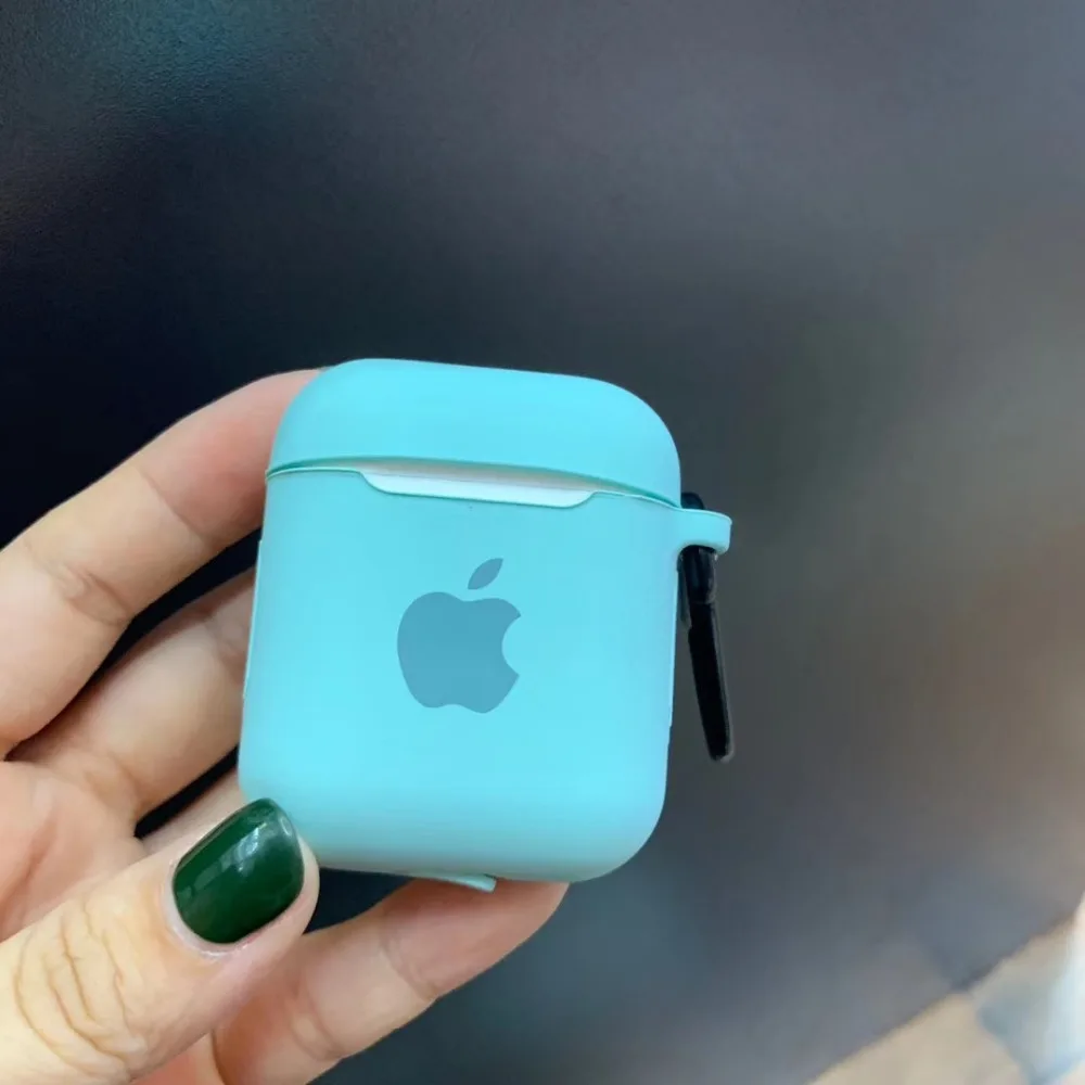 Чехол для Apple AirPods 2 1, чехол для наушников, аксессуары, мягкий чехол с милым логотипом, яркий цвет, чехол с крючками
