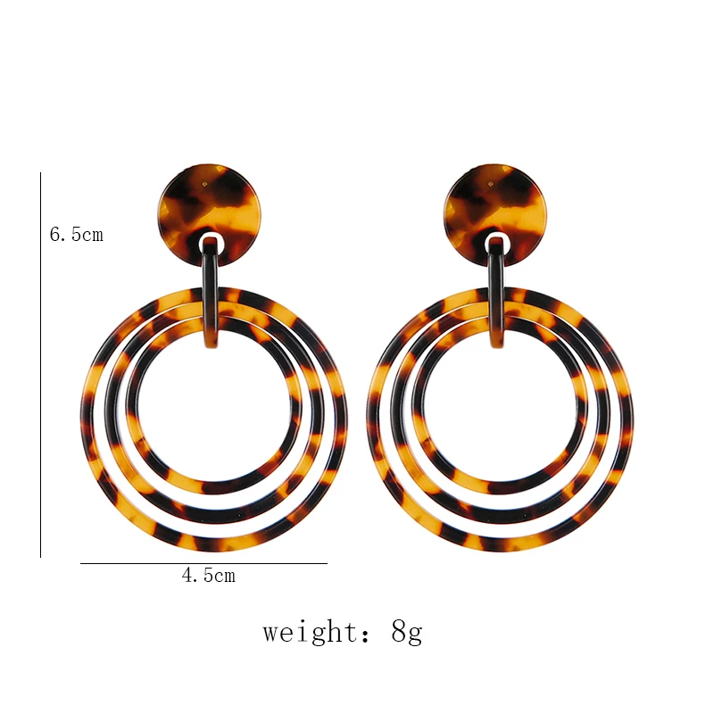 Винтажные женские двойные большие круглые Висячие серьги полые леопардовые