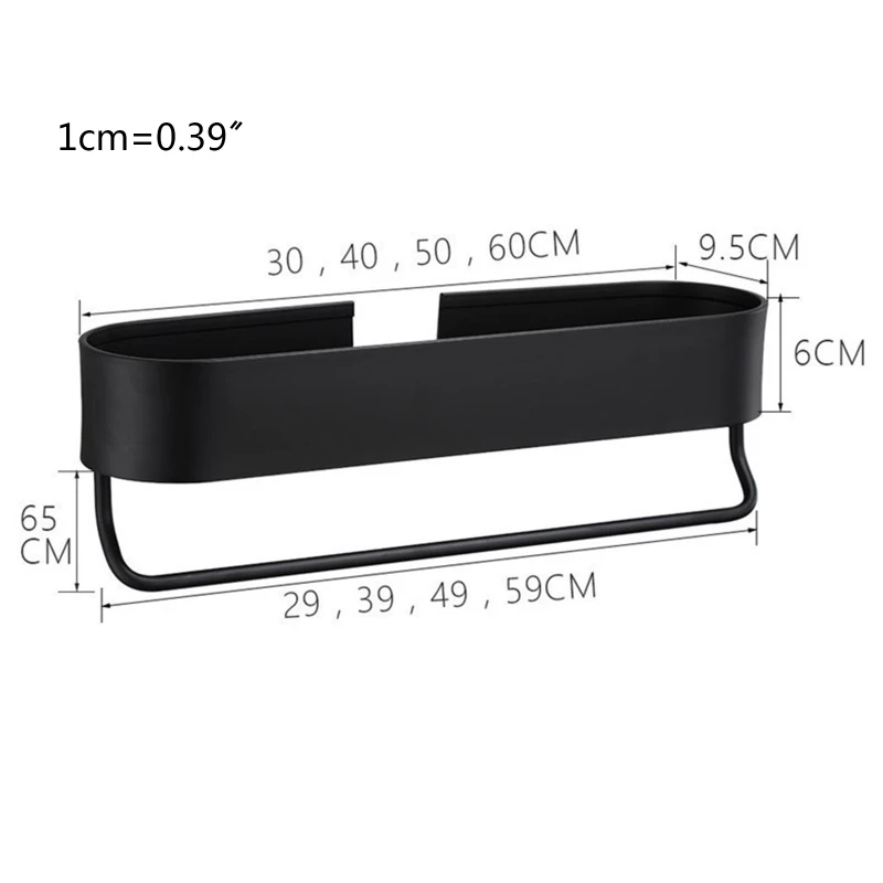 

30/40/50/60cm Bathroom Wall-mounted Punch-free Storage Shelf Towel Holder M17D