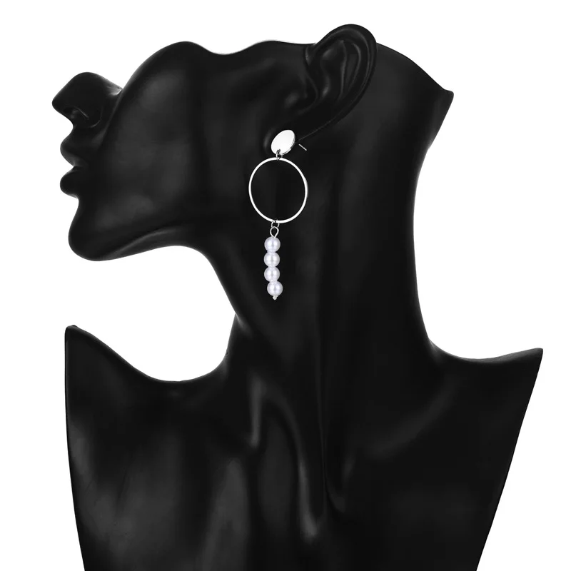 Женские Висячие серьги с искусственным жемчугом геометрические из цинкового