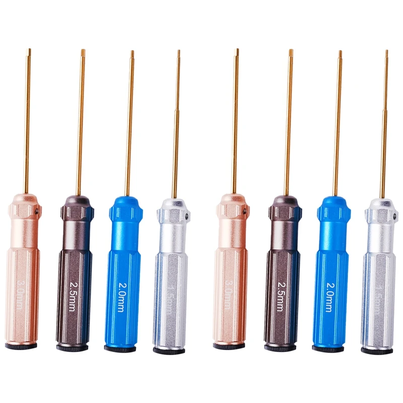 

2 Pack Titanium Nitride Hex Driver Wrench 4 Piece Set 1.5Mm/2Mm/2.5Mm/3.0Mm