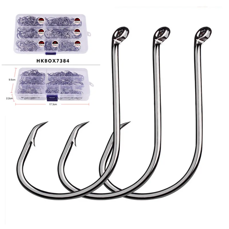 

210pcs Fishing Hook Set Size 1-6/0 High Carbon Steel Fishhook Fly Fishing Jip Barbed Carp Hooks Sea Pesca Fish Tackle Box