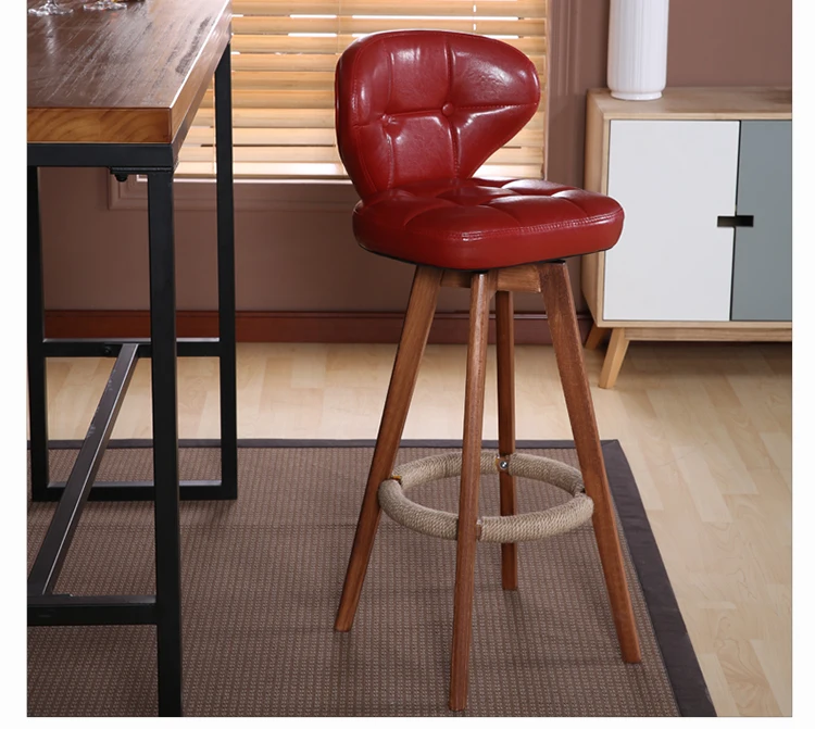 

singapore free! ! Nordic Rotating Bar Chair Stool Retro Real Wood Backrest Contracted The