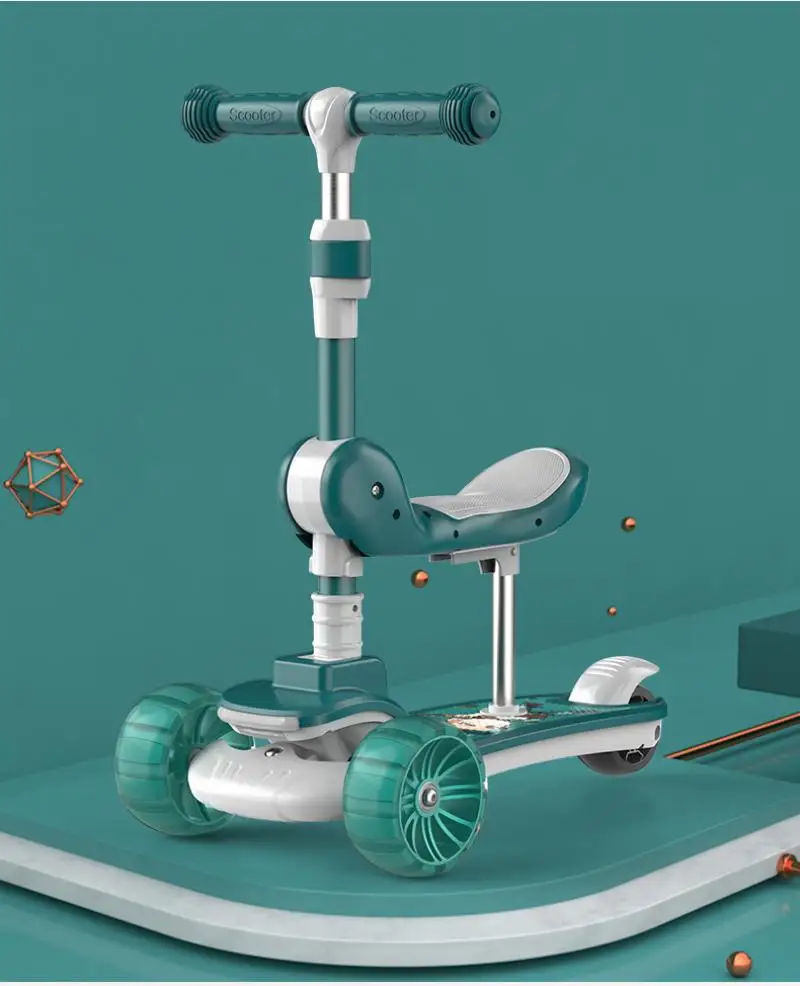 Новый детский скутер с 3 колесами складные ножные скутеры регулируемой высотой