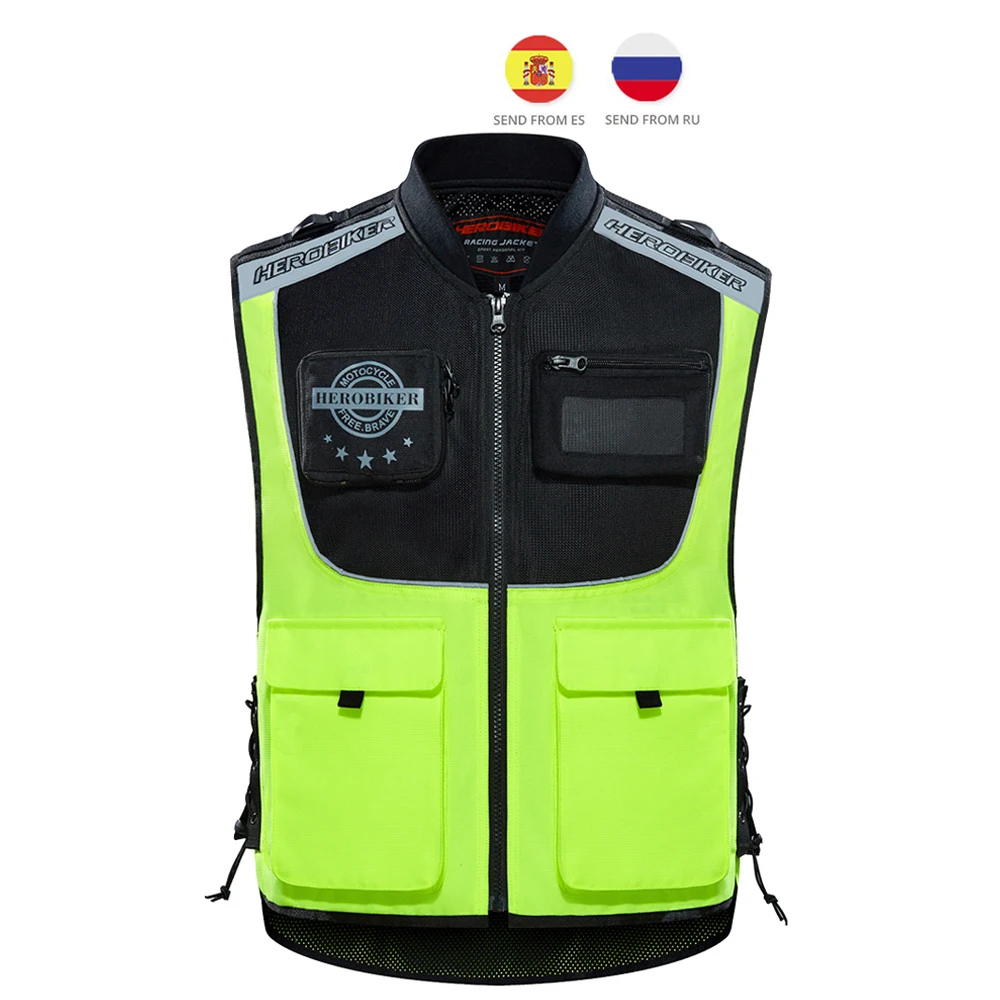 

Светоотражающая летняя мотоциклетная куртка HEROBIKER, защитный жилет, светоотражающий гоночный защитный жилет, видимый уличный жилет безопас...