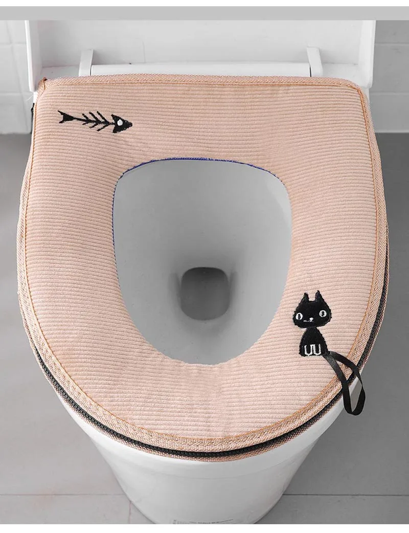 Теплый мягкий чехол для сиденья унитаза обогреватель мультяшный Рождественское