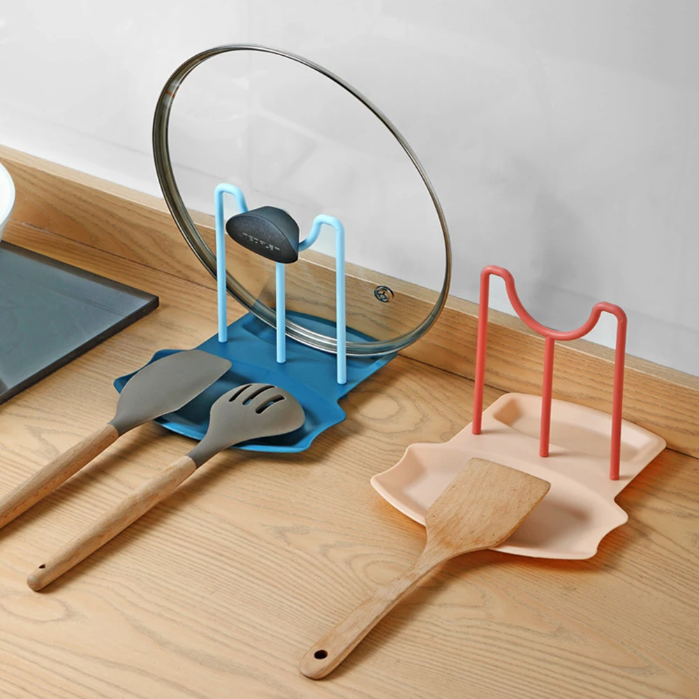 

Spoon Rest and Pot Lid Holder Utensil Rest with Drip Pad Kitchen Organizer Fork Spoon Spatula Holder Kitchen Accessories