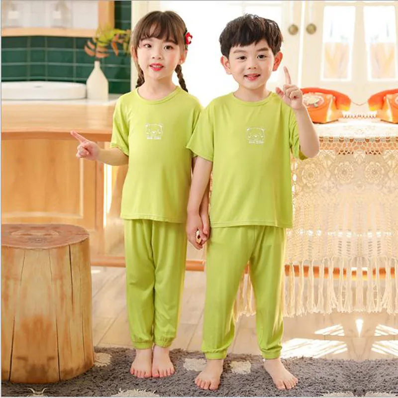 

Kids Pajama Sets Boy Baby Clothes Summer Girl Sleepwear Modal Pijama Soft Bebe Clothing Tops Long Pants Pyjamas Nightgown 2-9Y