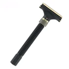 Регулируемая Безопасная бритва с двойным лезвием-бабочкой, латунная, с длинной ручкой безопасная Классическая Бритва для парикмахера